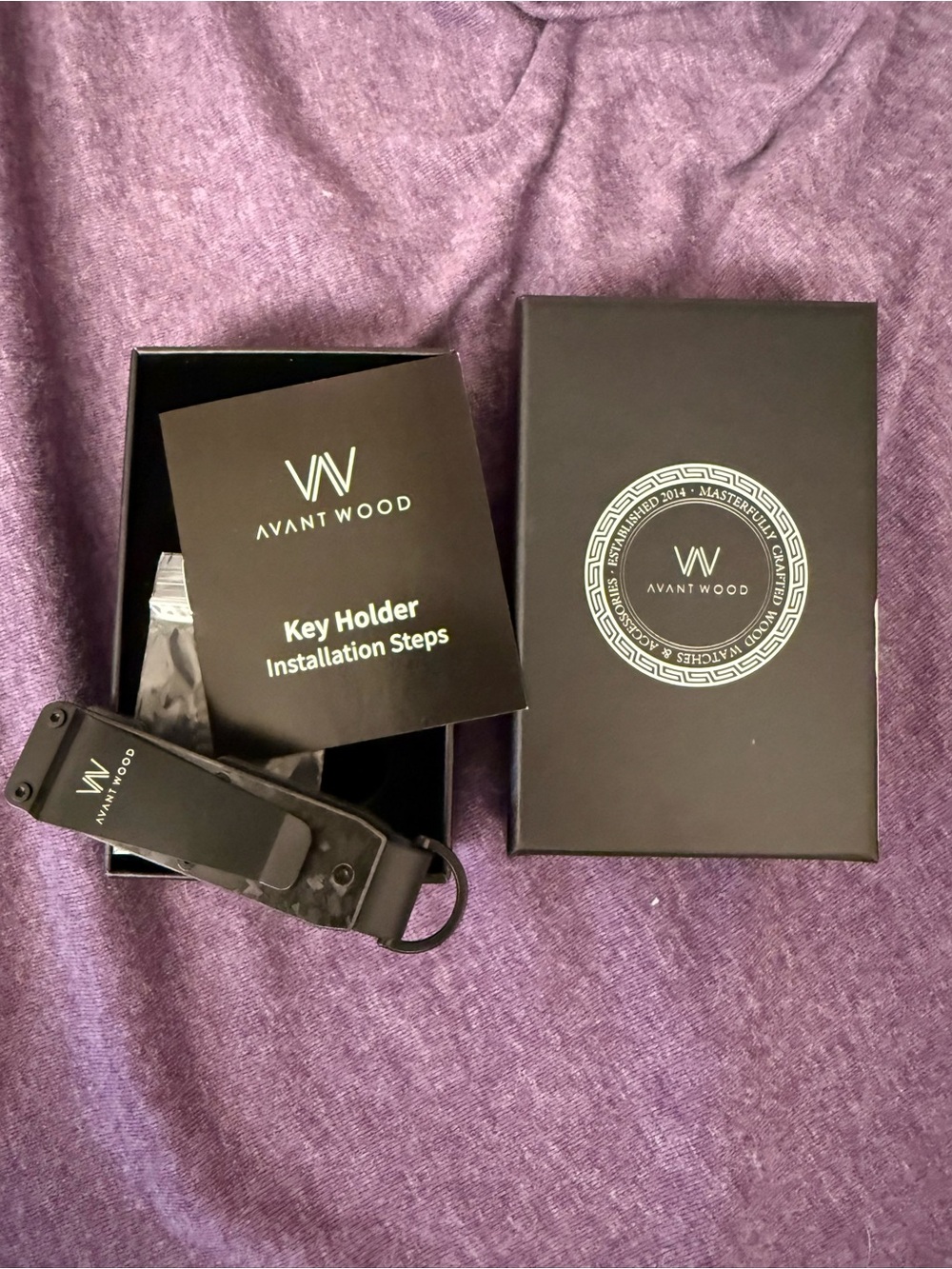 Avant Wood Black Key Holder and Card Holder Wallet.